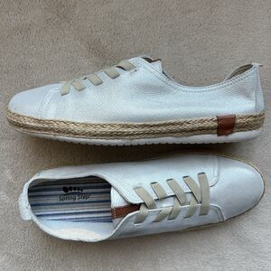 Spring Step Eloya Metallic Silver Leather Espadrille Sneaker EU 40 US 8.5 - 9